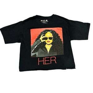 H.E.R Sz S Women Graphic Tee Cropped Black